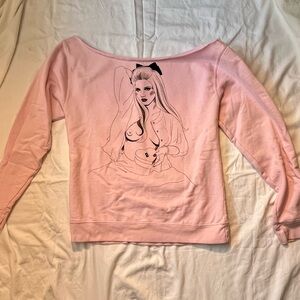 Lana Del Ray tour sweatshirt with collar cut out. Very fitted cut.